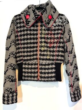 Baby Phat Vintage Y2K Houndstooth Bomber Jacket Size M Rare